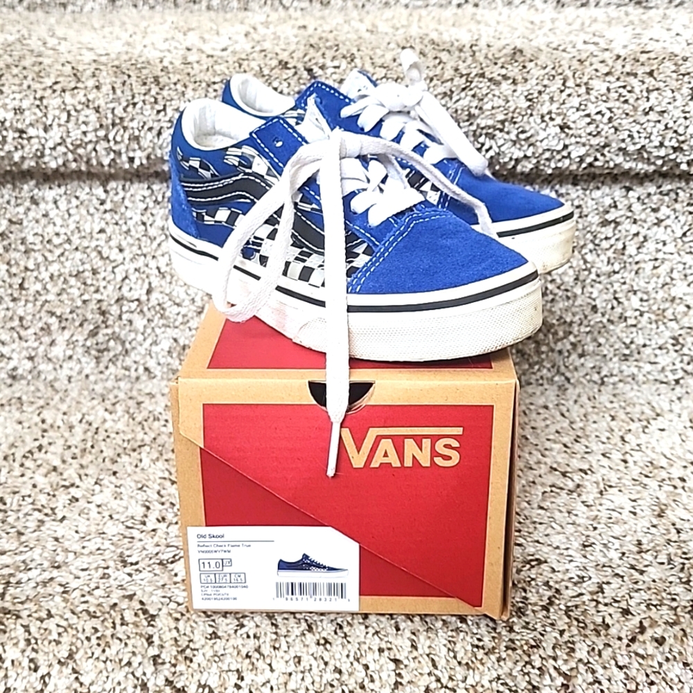 Kids Vans Old School Reflect Check Flame Size 11